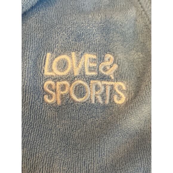 Love & Sports Baby Blue Terry Cloth Romper V‎ Neck Hoodie XS - Picture 7 of 10